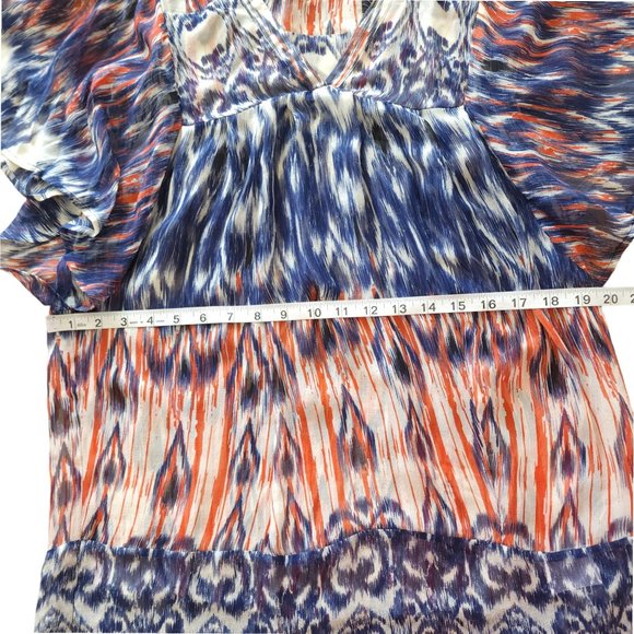 Joie red blue white 100% silk sheer tunic top - Picture 7 of 8